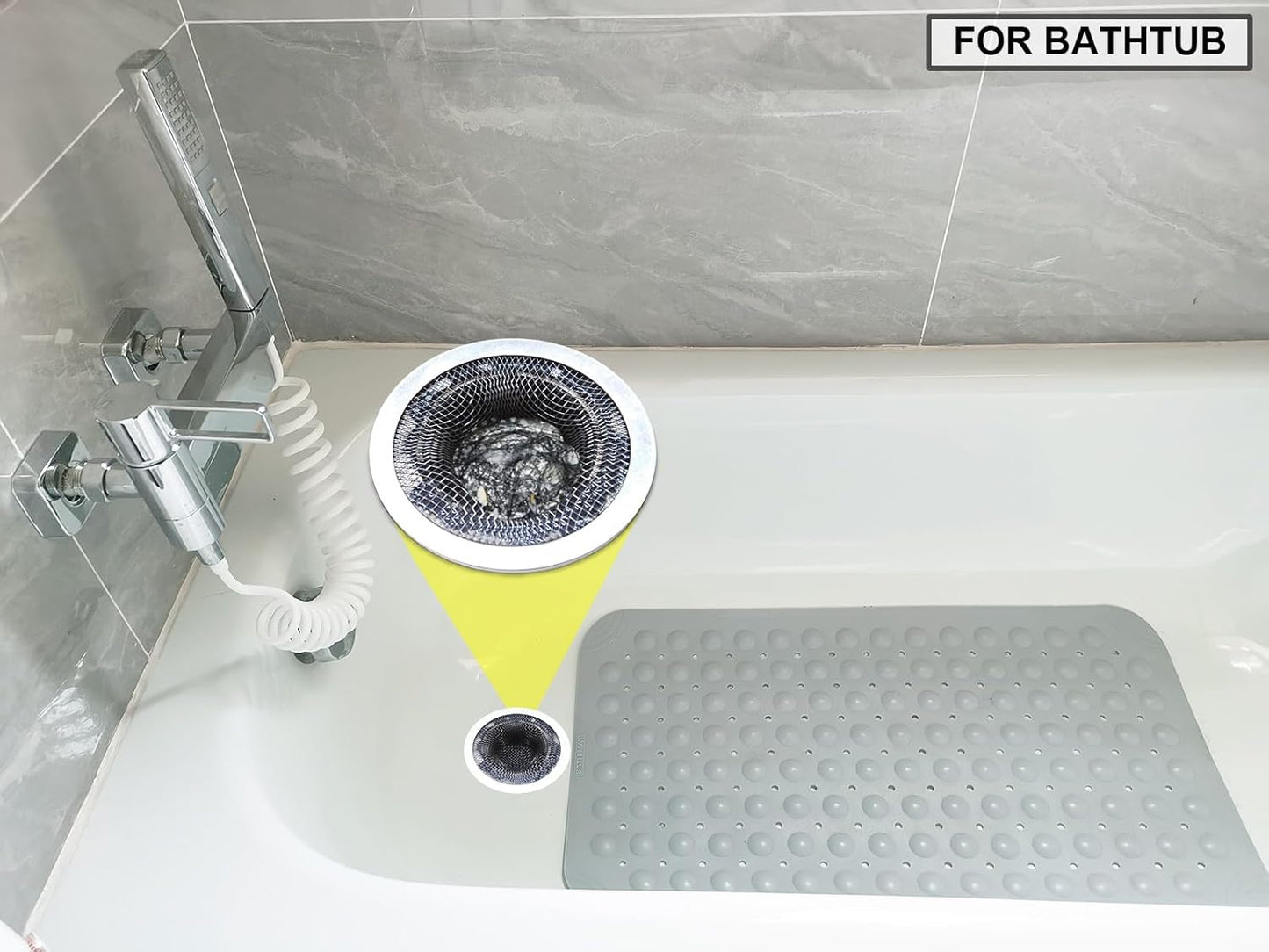 2PCS Tub Drain Hair Catcher - 2.75 inch Shower Drain Mesh Strainer, Stainless Steel Shower Bathtub Drain Cover, Bathroom Sink Strainer Filter Basket for Bathroom Sink, Wash Basin Floor Drain