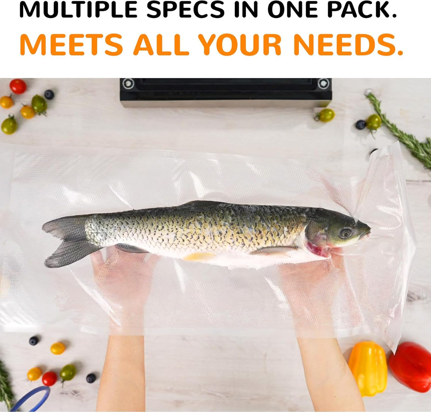 Multi-Size Sealing Solution Vacuum Sealer Bags & Rolls – 100x 6''x10'', 100x 8''x12'', 3 Rolls 11''x20', 3 Rolls 8''x20' – Premium Commercial-Grade for Food Storage, Meal Prep, & Sous Vide, Wevac