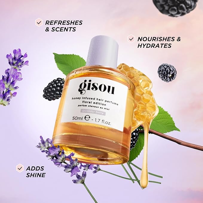 Gisou Honey Infused Hair Perfume Mini – Long-Lasting Hair Fragrance with Mirsalehi Honey & Argan Oil, Lavender Berry, 0.5 Fl Oz