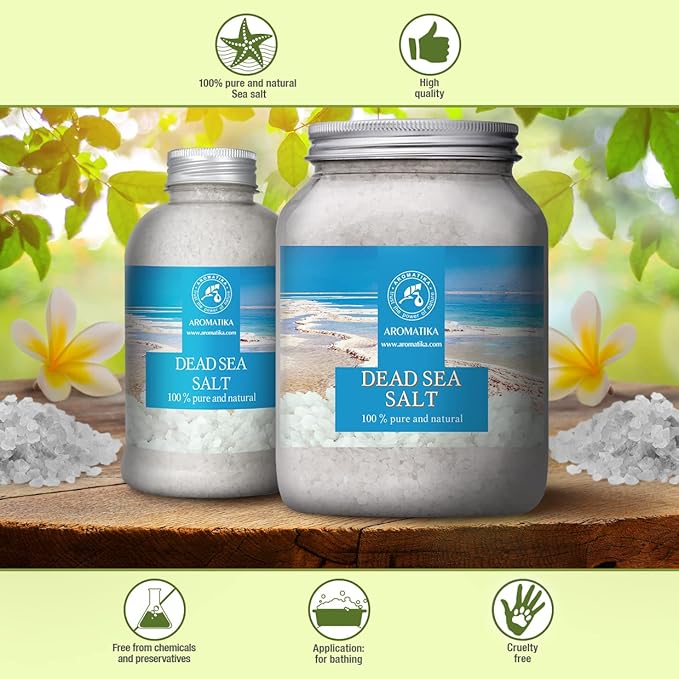 Dead Sea Salt 35 Oz - 100% Pure & Natural - Dead Sea Salts 1 kg- Best for Good Sleep - Stress Relief - Beauty - Relaxing - Bath Salts
