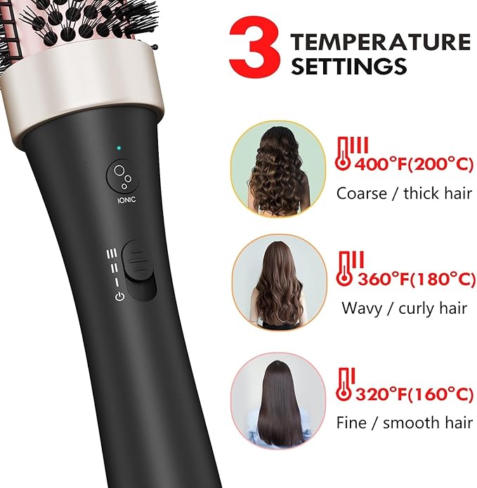 Ionic Thermal Brush Curling Iron Brush 1.5 Inch Heat Round Hair Curling Brush with Ceramic Tourmaline Hair Styler Dual Voltage Hot Brushes for Volume Hair Curler