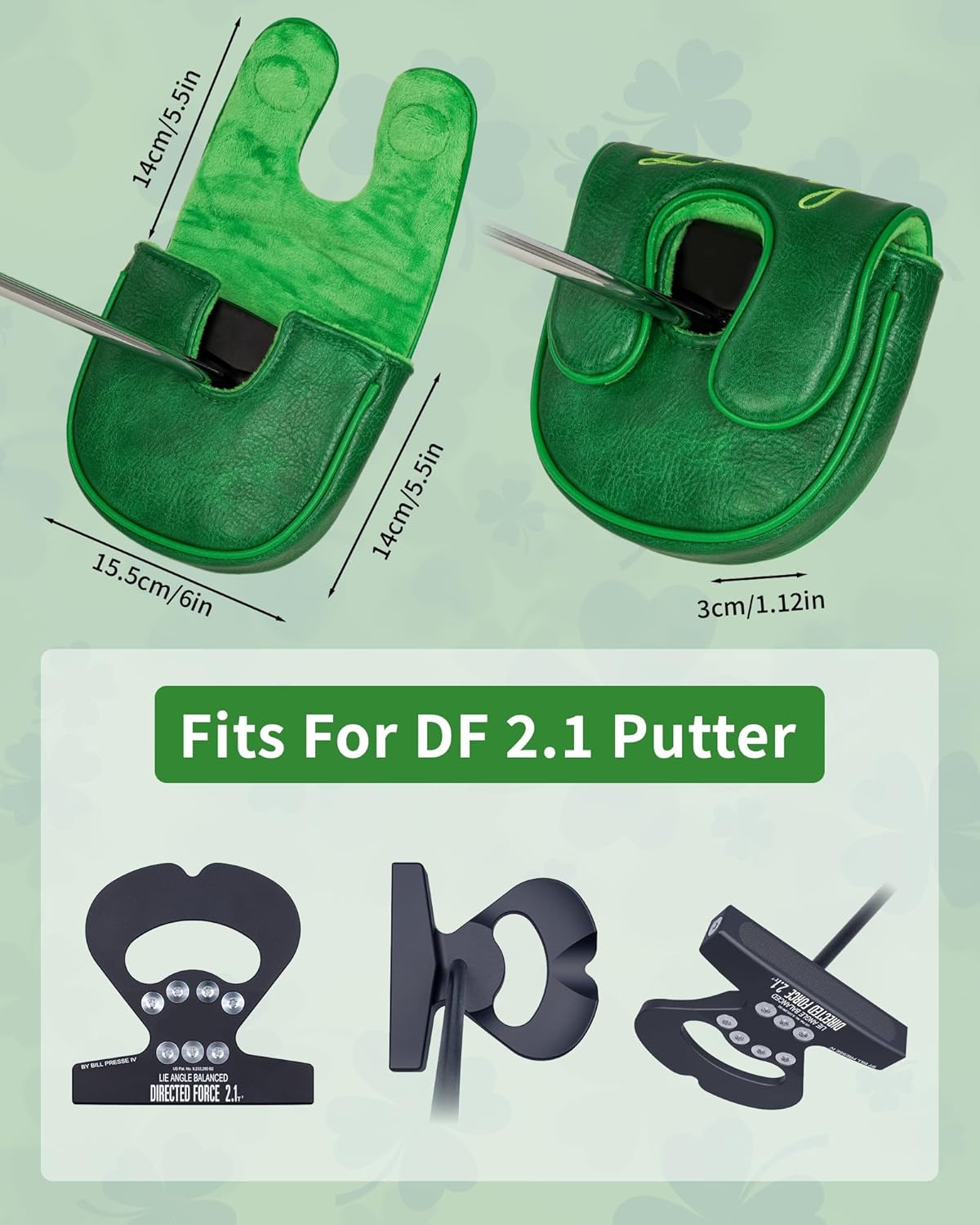 Golf Headcovers Golf Club Head Covers Four Leaf Clover Good Luck Charm - Clover Style Premium Leather Driver Fairway(FW) Wood Hybrid(UT) with Number Tags