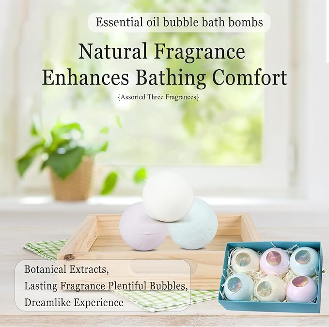 Bath Bombs Scented Rose,Watermelon& Peach Flavor,Perfectly Solved The Problem of batht Bombs Without Bubbles not Allergic not Staining,for Kids Girls Mom,21.2Oz 6Count