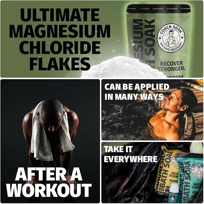 Coach Soak Recovery Bath Soak and Magnesium Lotion with MSM Eucalyptus Tea Tree Bundle (Eucalyptus)