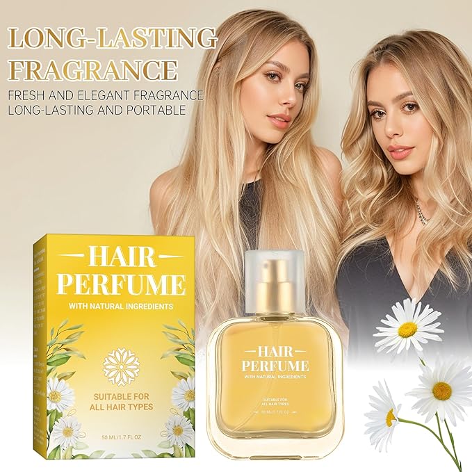 Hair Perfume, Pheromone Hair Perfume for Women, 50ml Travel Size Hair Fragrance Odors Remove and Nourishing Hair, Premium and Long-lasting Scent, 1.75 Fl. Oz (yellow)