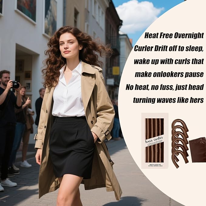 【7Pcs】 Heatless Hair Curler Overnight Curls with Satin Scarf No Heat Curling Blowout Rod to Sleep in Hair Rollers