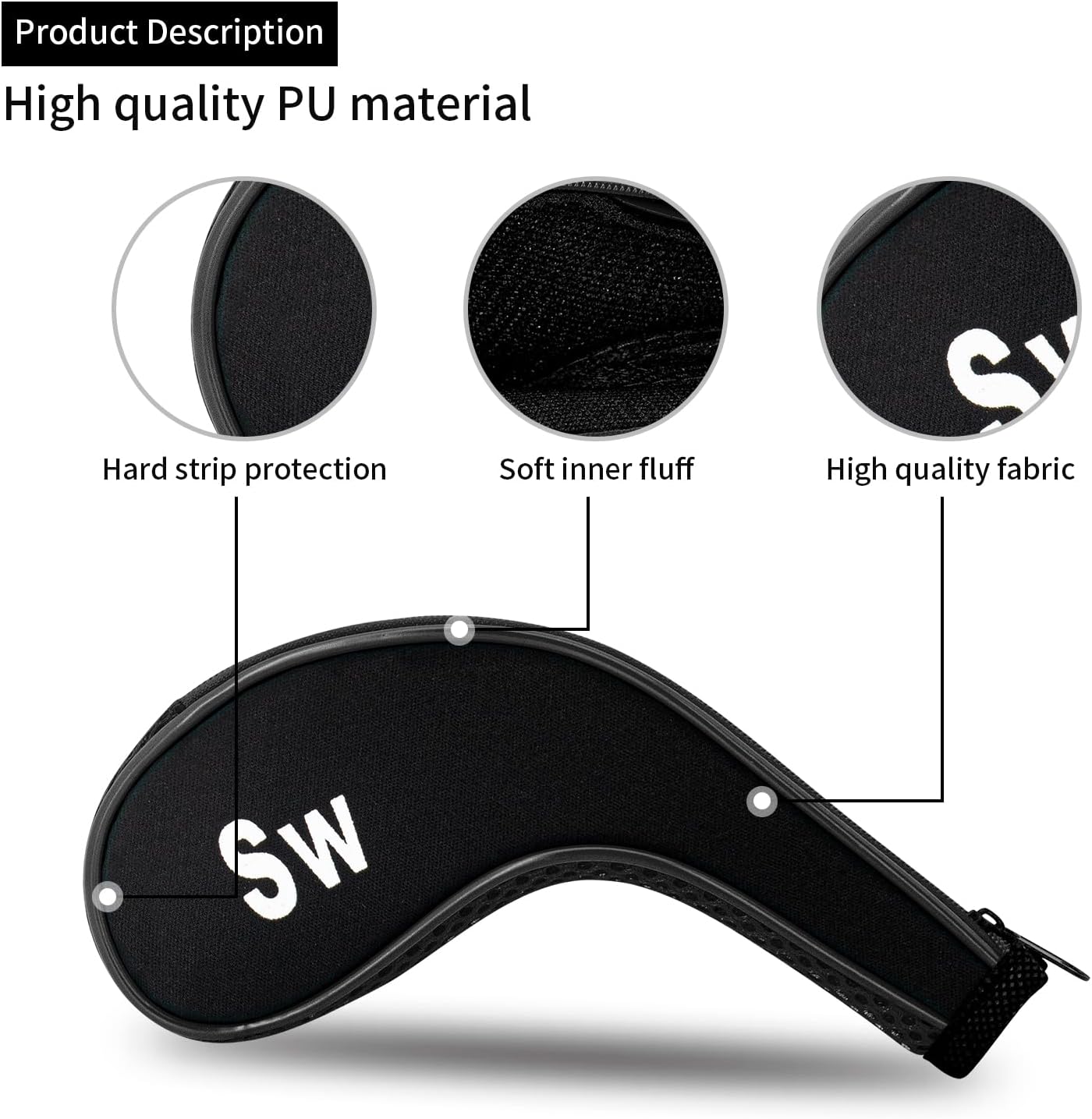 Golf 12pcs Thick Synthetic Golf Iron Head Covers Set Headcover Fit All Brands Callaway Ping Taylormade Cobra Etc. Also Custom Name