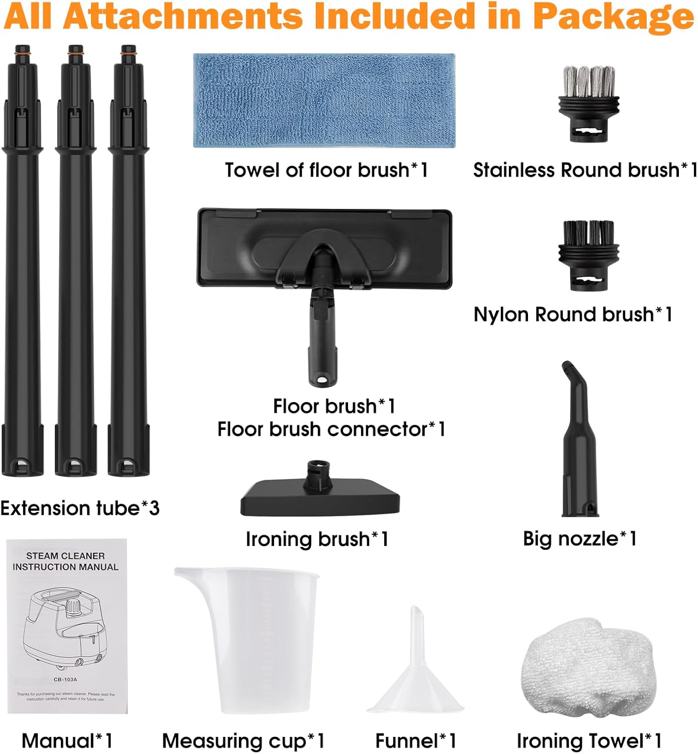 Powerful Steam Cleaner for Home, Chemical-Free Multipurpose Steam Cleaner, 3-Steam Volumes Comfy Handle, Portable Deep Cleaning Lightweight Steamer for Car Detailing Carpet Upholstery Tile Grout