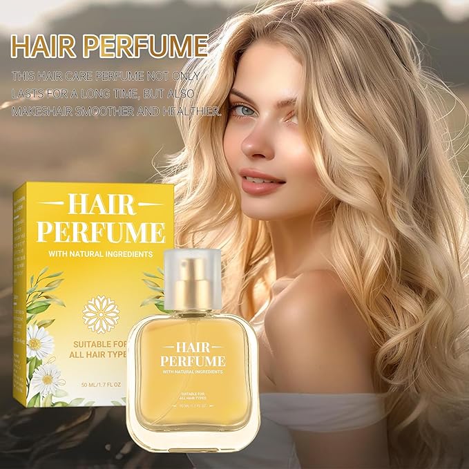 Hair Perfume, Pheromone Hair Perfume for Women, 50ml Travel Size Hair Fragrance Odors Remove and Nourishing Hair, Premium and Long-lasting Scent, 1.75 Fl. Oz (yellow)