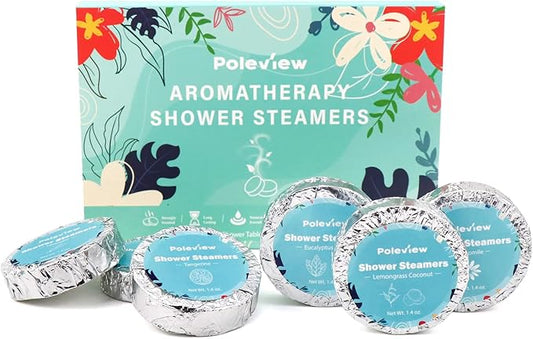 Shower Steamers Aromatherapy, 6 Pack Shower Bombs - Eucalyptus Mint, Lavender, Peony Pear, Chamomile, Tangerine, Lemongrass Coconut Essential Oil, Stress Relief and Relaxation Gifts for Women