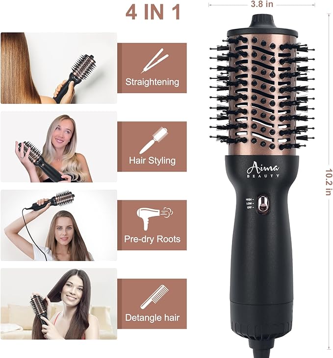 Hot Air Brush, Aima Beauty Salon One-Step Hair Dryer and Volumizer, 4-in-1 Upgrade Hair Dryer Brush, Blue