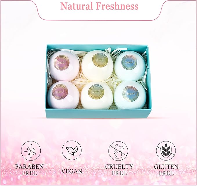 Bath Bombs Scented Rose,Watermelon& Peach Flavor,Perfectly Solved The Problem of batht Bombs Without Bubbles not Allergic not Staining,for Kids Girls Mom,21.2Oz 6Count