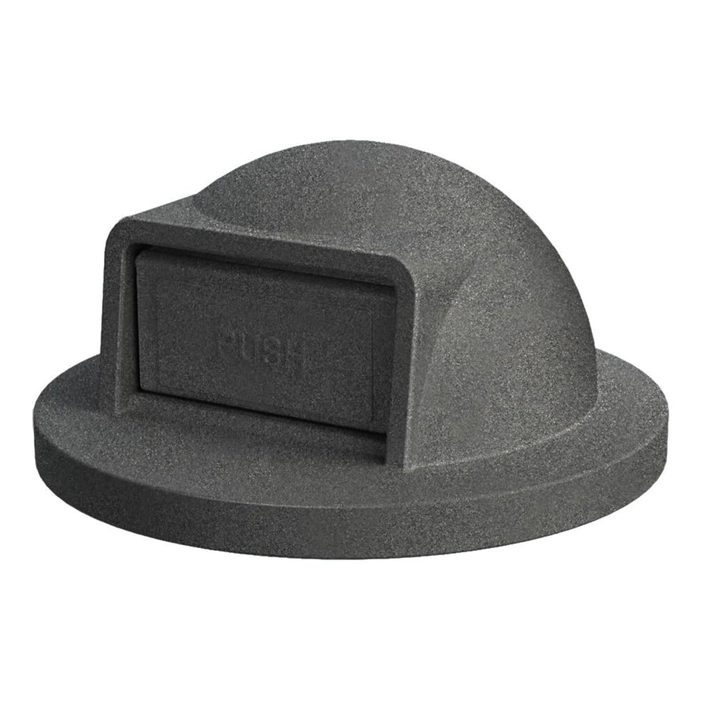 42 Gallon Slated Circle 100% Recycled Plastic Heavy Duty Outdoor Trash Can with Push Open Dome Lid and Internal Liner - Great for Schools and Businesses - Dark Granite