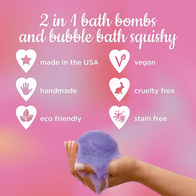 Princess Bath Bombs for Girls with Surprise Toys Inside (6 Pack) – Large Fizzy Bubble Bath Bomb for Kids - Princess, Mermaid, Fairytale Bath Toys – Fruity Scent, Skin-Safe, Made in USA by Two Sisters