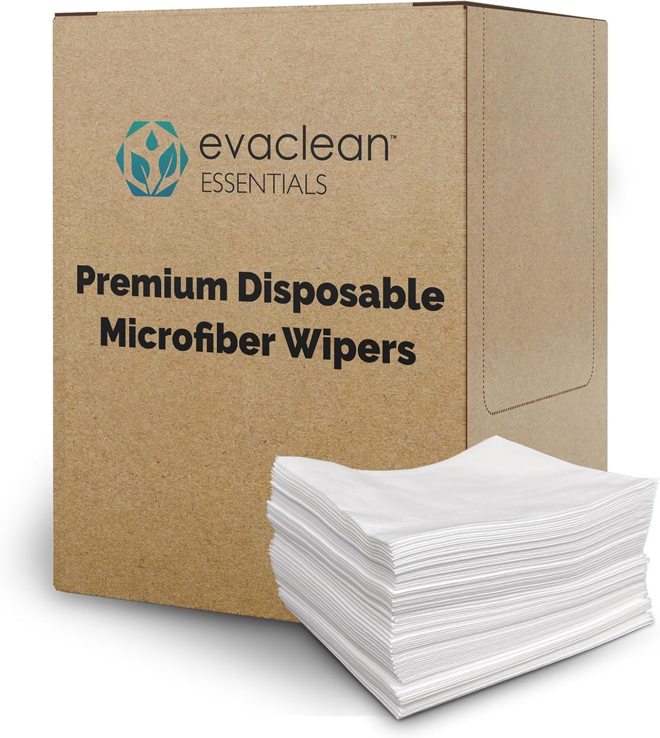 EvaClean Extra Large Disposable Microfiber Wipes - Lint-Free, Strong & Versatile, Solvent-Resistant, Use Dry or with Water, Cleaners, Sanitizers, or Disinfectants - 13.75" x 12", 200 Wipers per Box