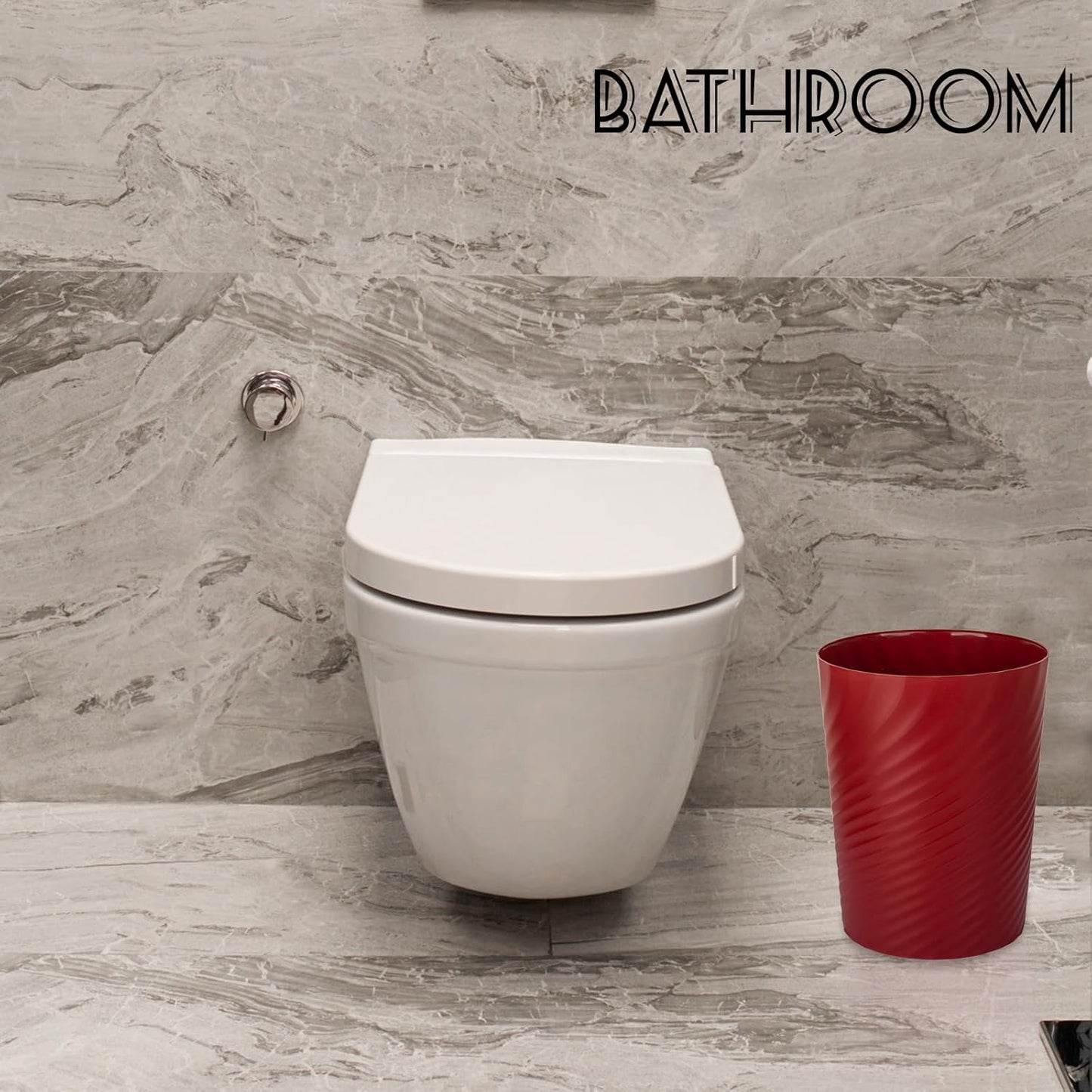 UUJOLY Plastic Small Trash Can Wastebasket, Garbage Container Basket for Bathrooms, Laundry Room, Kitchens, Offices, Kids Rooms, Dorms, (Red, 1.8 Gallon)