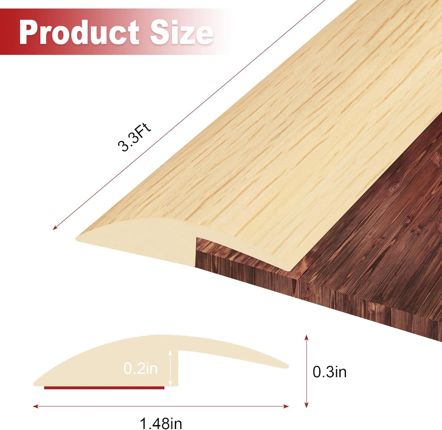 3.3Ft Carpet Floor Transition Strip, Self Adhesive Floor Edging Trim Strip, PVC Threshold Cover for Doorway, Floor Divider Strip Suitable for Threshold Height Less Than 5 mm - Beige Cream