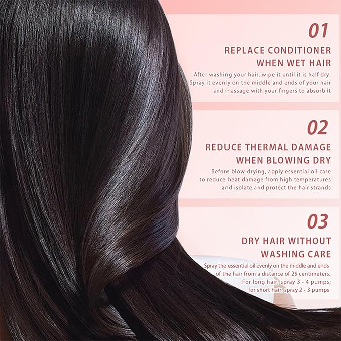 -Women's Hair Perfume, Essential Oil Hydrating Formula with Rose, Long-Lasting Fragrance 50ml Beeswax Enriched Spray for Frizz Control & Shine, 2.4 Fl Oz