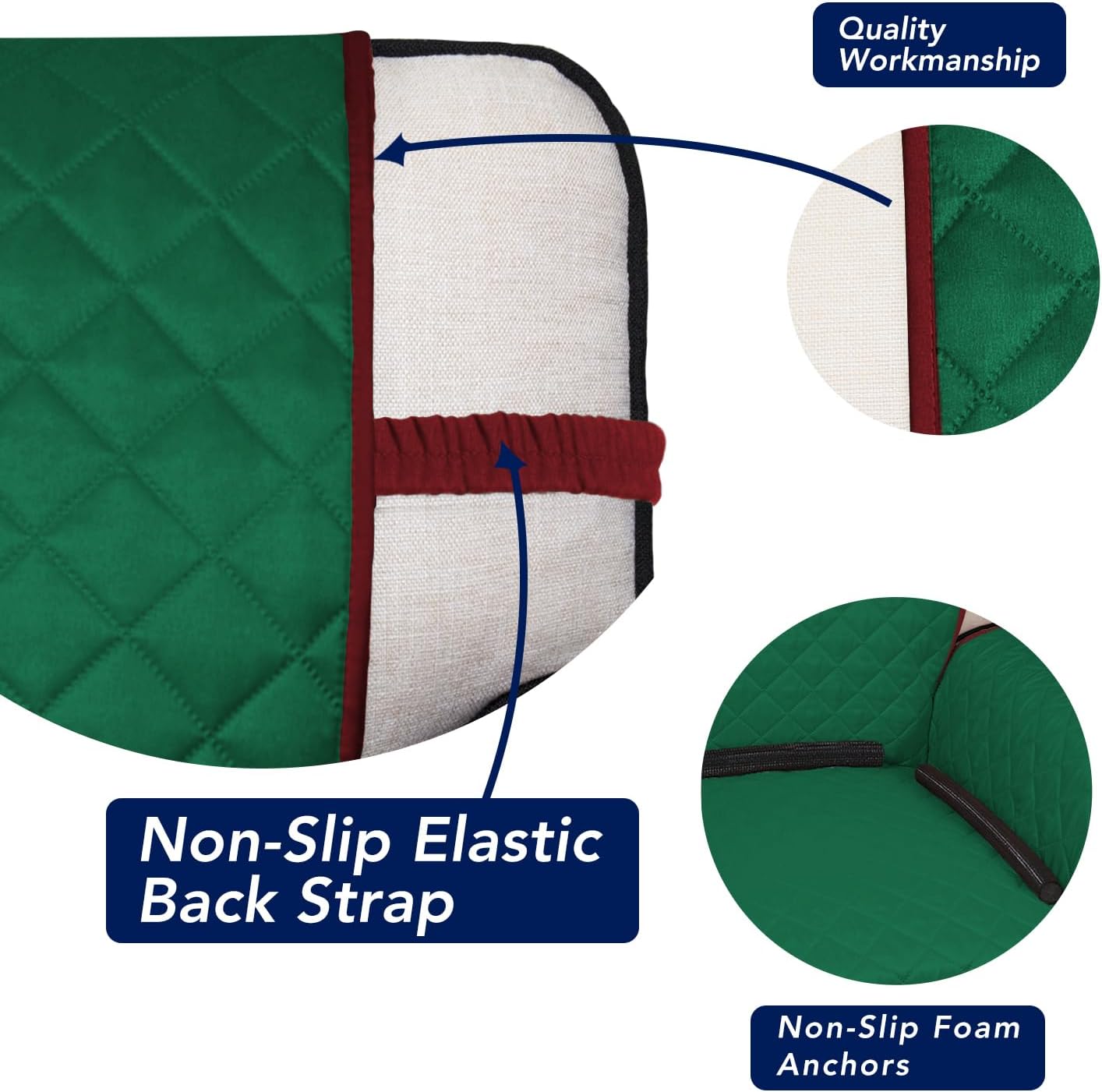 PureFit Reversible Quilted Sofa Cover, Water Resistant Slipcover Furniture Protector, Washable Couch Cover with Non Slip and Elastic Straps for Kids, Pets (Oversized Sofa, Green/Red)