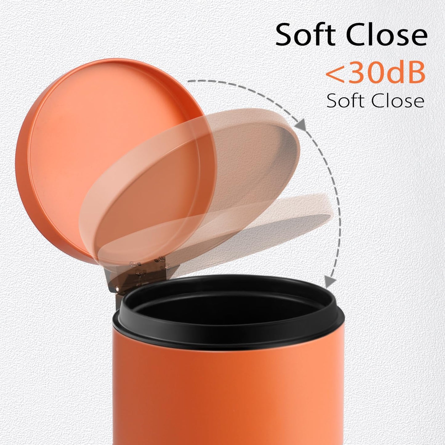 TIPGO Small Trash Can with Lid Soft Close, 4.5 Liters / 1.2 Gallon Bathroom Garbage Can, Mini Step Trash Bin, Stainless Steel Wastebasket for Bathroom, Bedroom, Office (Orange)