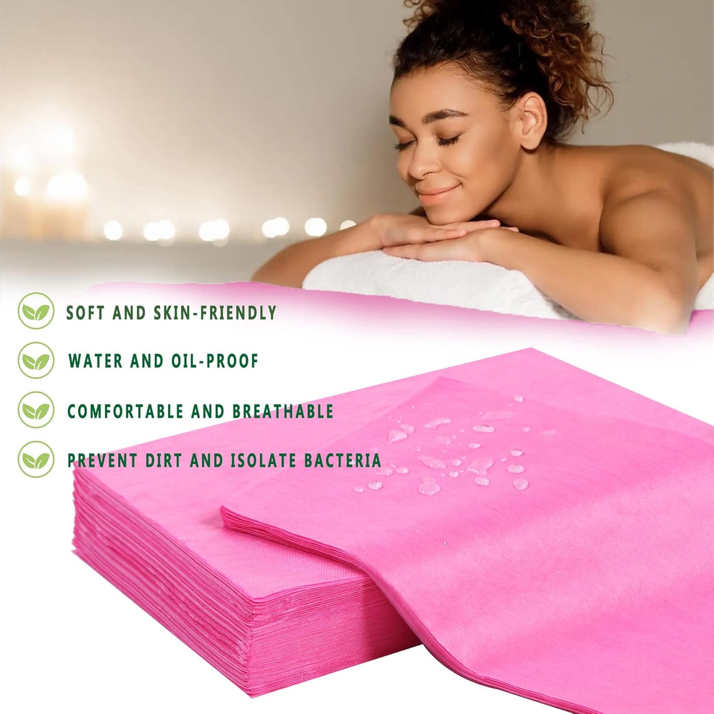 200 Pcs Disposable Bed Sheets 31" x 71" Massage Table Sheets Non Woven Fabric SPA Bed Cover Breathable for Massage Beauty Tattoos(200 Pcs Pink)