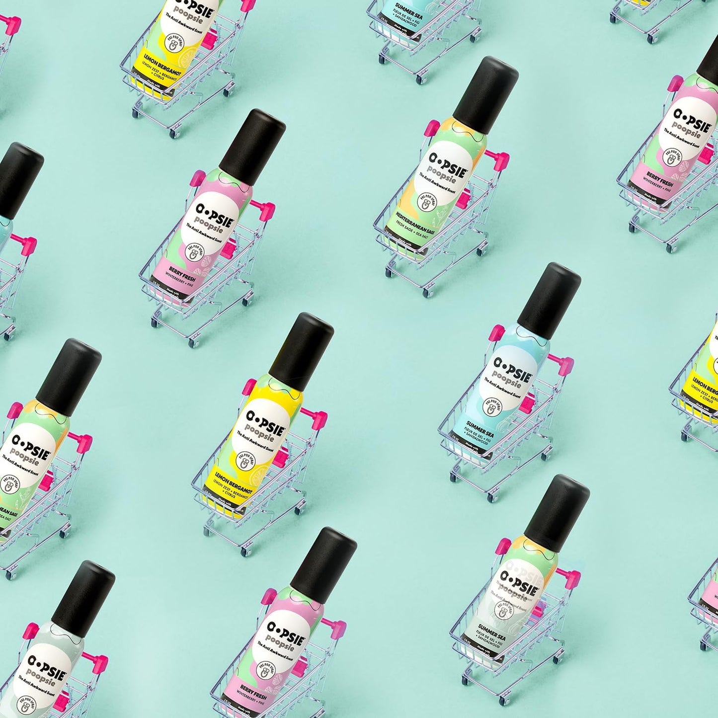 OOPSIE POOPSIE - Mediterranean Sage - Before & After You Go Toilet Spray 2oz - Portable Odor Eliminator - 4 Pack