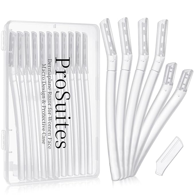 16 Count Dermaplane Razor for Women Face, Professional Facial & Eyebrow Hair Remover, Gentle Skin Exfoliation with Precision Blades，Transparent