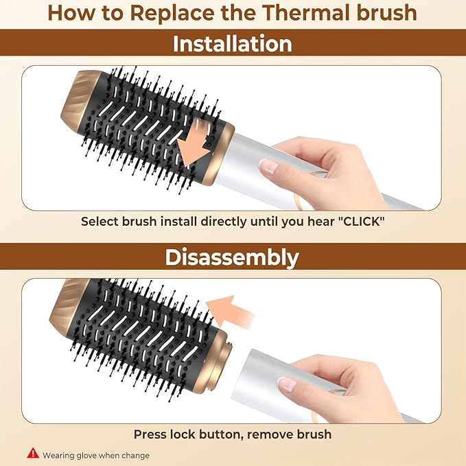 6 in 1 Hair Dryer Brush, Foldable Blow Dryer Brush with Wrap Curler, Detachable Air Hair Styler Curling, Drying,Volumizing, Straightening, Negative Ionic Hair Dryer with Diffuser, Hair Styling Tools