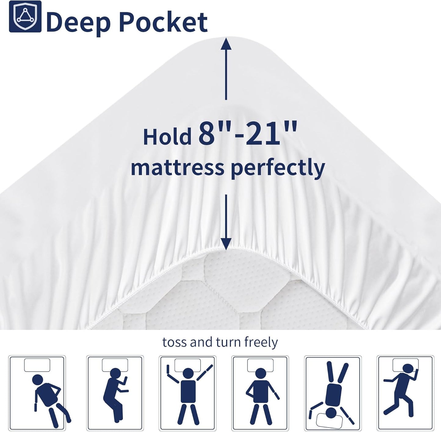 King Mattress Topper Extra Thick Pillowtop Cooling Mattress Topper Plush Mattress Pad Cover Protector with 8-21 Inch Deep Pocket 3D Snow Down Alternative Fill