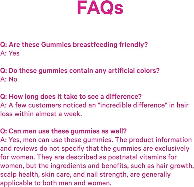 Pink Stork Postpartum Hair Loss Gummies | Biotin, Pantothenic Acid, Vitamin E, B6, B12 | Postnatal Hair Growth + Regrowth Support for New Moms | Breastfeeding-Friendly | 60 Gummies