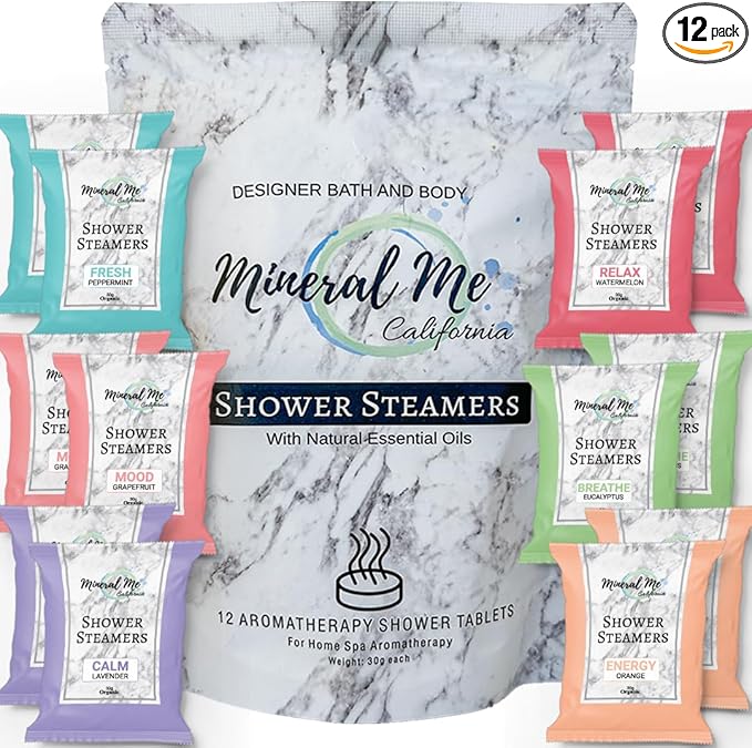 Shower Steamers Aromatherapy - 12pc Shower Bombs Vapor Tablets w/Organic Essential Oils for Vaporizing Steam Spa, Bath Bombs Tablets, Birthday, Selfcare Gifts for Women, Men, Wife, Husband