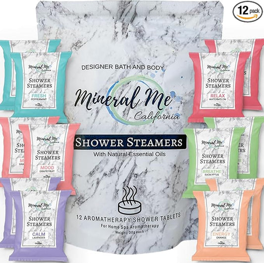 Shower Steamers Aromatherapy - 12pc Shower Bombs Vapor Tablets w/Organic Essential Oils for Vaporizing Steam Spa, Bath Bombs Tablets, Birthday, Selfcare Gifts for Women, Men, Wife, Husband