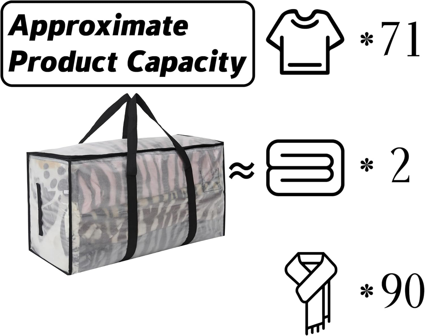 Heavy Duty 93L (24.5 Gallon) Stackable Storage Bins with Fully Openable Lids, Moving Bags Heavy Duty, Clear Plastic Totes for Moving Storage, Home Organization, Closet, Dorm Room. 6 pack