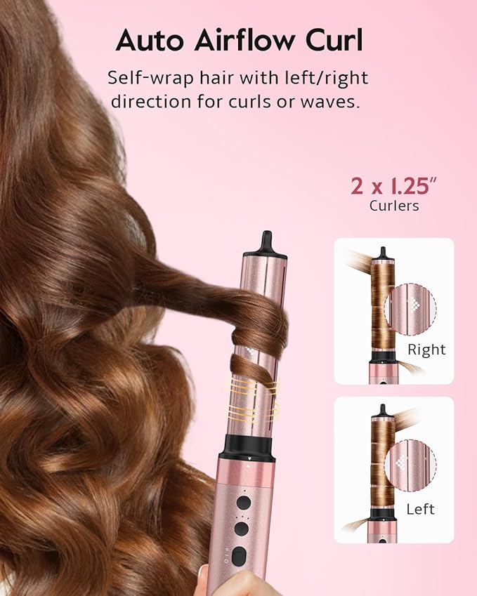 Brightup 5 in 1 High-Speed Hot Air Styler, 1400W Powerful 120000RPM Hair Dryer Brush, Negative Ions Thermal Brush, Cool Shot Button, Curler, Volumizer, Straighter, No Heat Damage, with Travel Bag
