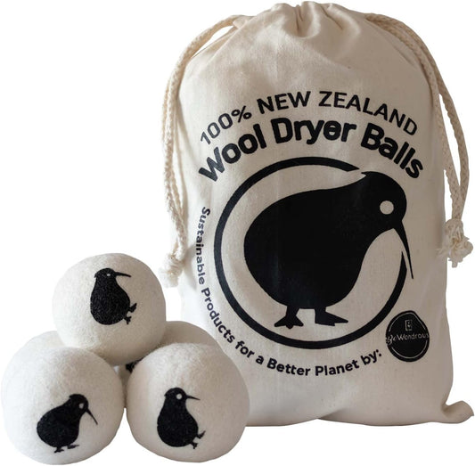 Wool Dryer Balls XL, 100% New Zealand Organic Wool - Reusable Natural Fabric Softener for Laundry, Dryer Sheets Alternative - Prevent Wrinkles and Anti Static (White, 4-Pack)