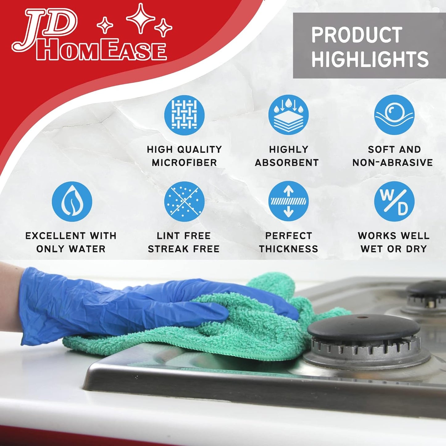 Microfiber Cleaning Cloths,48 Pack, 16"x16", All-Purpose, Softer, Highly Absorbent, Lint-Free, Reusable, Washable Pro Towels, Orange, for House, Kitchen, Bathroom, Car, Office