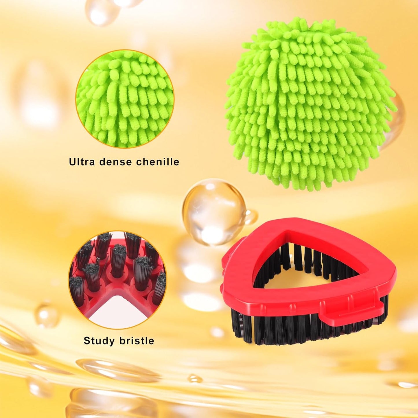 Mop Heads Replacements for OCedar RinseClean 2 Tank Spin Mop System, Mop Replace Head with 2 Chenille Mop Pads,1 Scrub Brush, and 1 Mop Base Set Combo