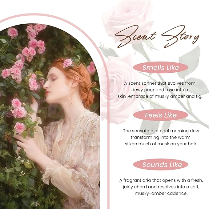 Hair Perfume for Women Long Lasting, Deodorizing Rose Perfume Oil Parfum for Women, Body & Hair Care Mist Fragrance Spray, Alcohol Free & Nourish Freshen Hair, Body & Pillows for All Hair Type, 50mL