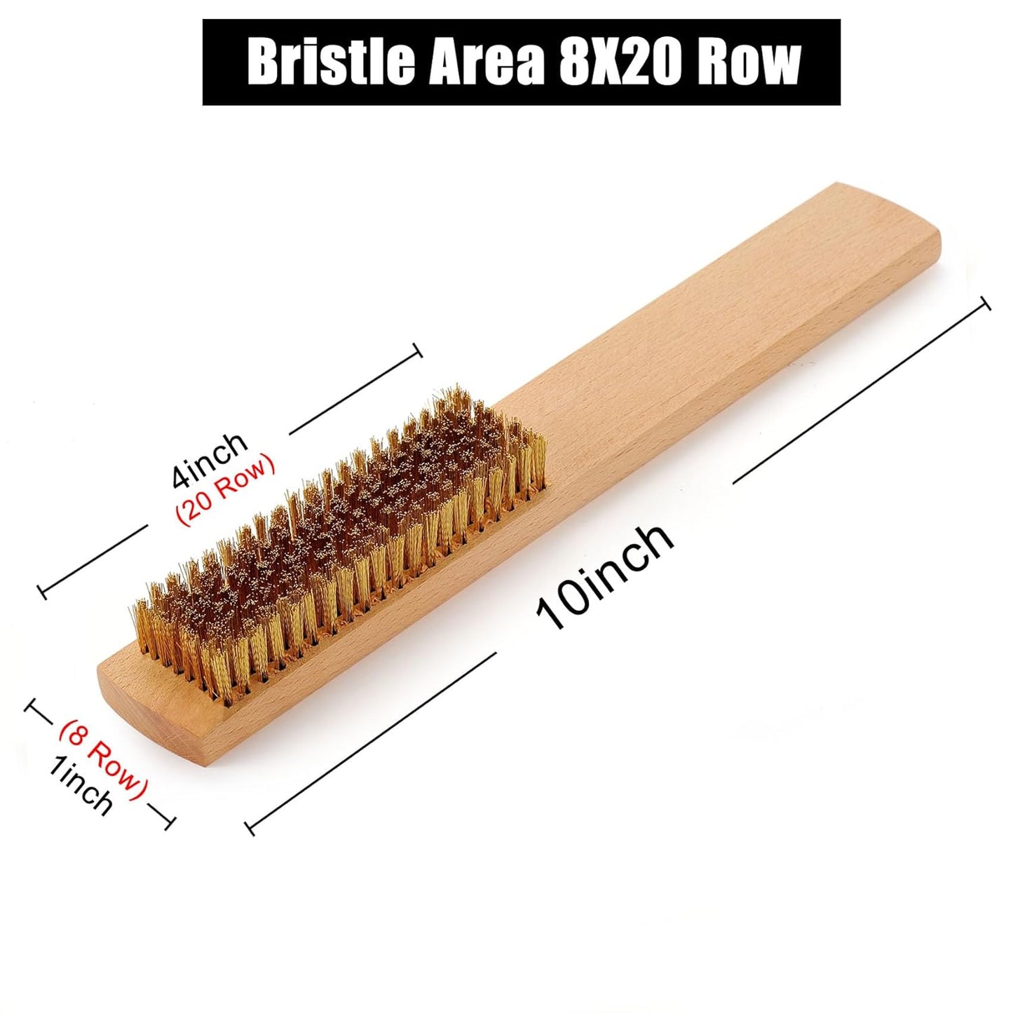 MAXMAN Brass Brush, Soft Brass Bristles Wire Brush for Cleaning Metal Rust, Welds, Home and Kitchen, Wire Scratch Brushes with 10" Beechwood Handle