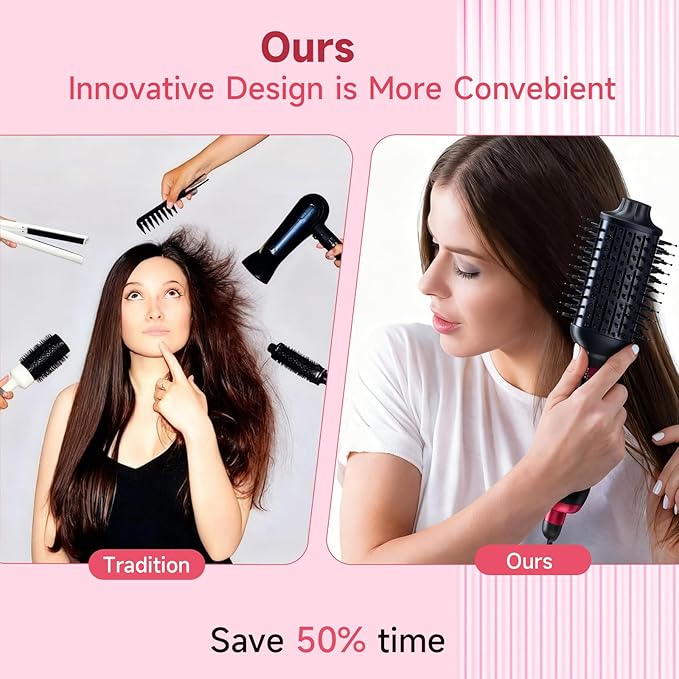 Professional 4-in-1 Hair Dryer Brush with Negative Ion Technology, Hot Air Styler, Blow Dryer and Volumizer (KD312)