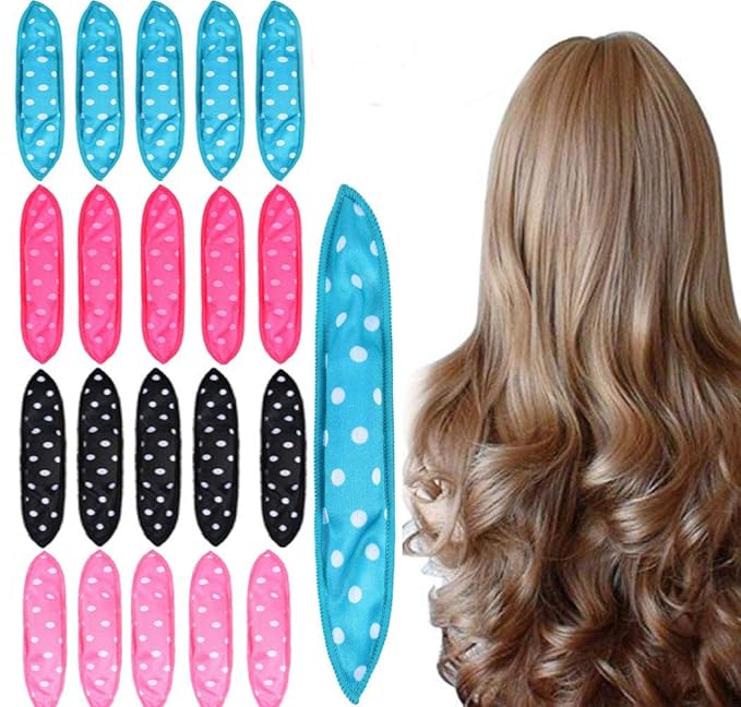 Foam Hair Curlers, Pillow Cloth Hair Rollers,No Heat Sleeping Soft Sponge Rollers for Long, Short, Thick & Thin Hair Spiral Curls Hair Styling Rollers (4colors)