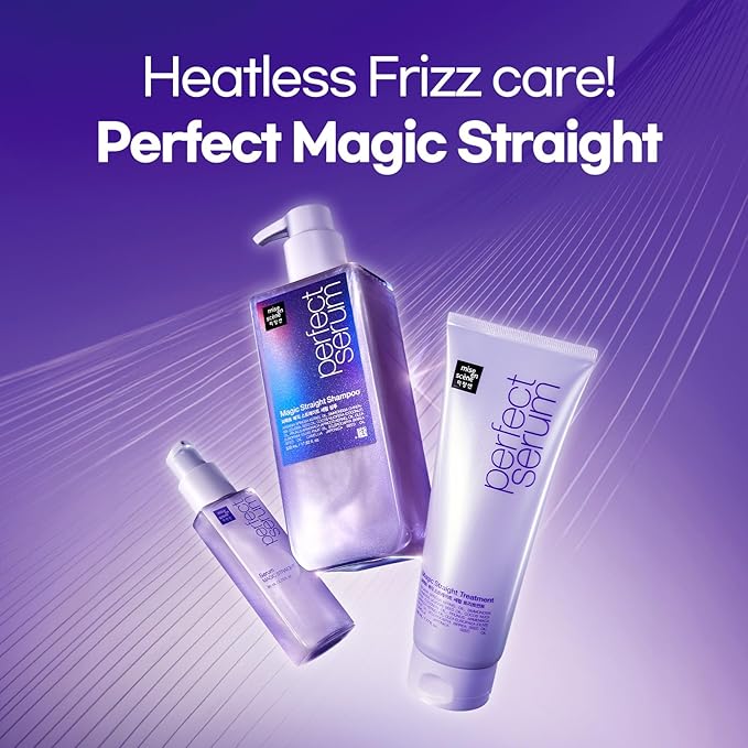 Mise En Scene Perfect Serum Magic Straight - Hair Taming Oil for Frizzy | Heat Protectant | Straightening Fixing | Humidity Hair Products | Coconut Oil | Sleek and Shine | Bergamot Scent, 2.70 Fl Oz