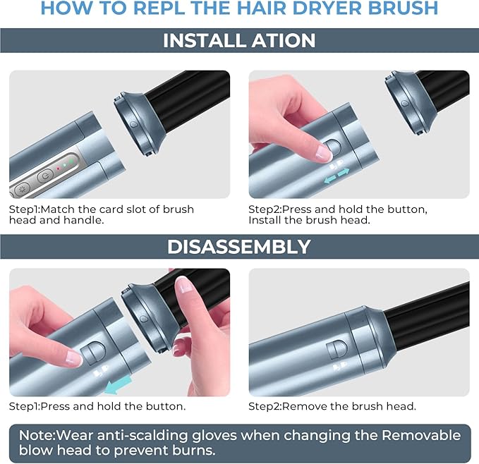 Hair Dryer Brush, Blow Dryer Brush with Attachments,110000 RPM Curly Twist 6 in 1 Air Style, Professional Ionic Hair Styling Tool, Left & Right Air Curler, Volumizer