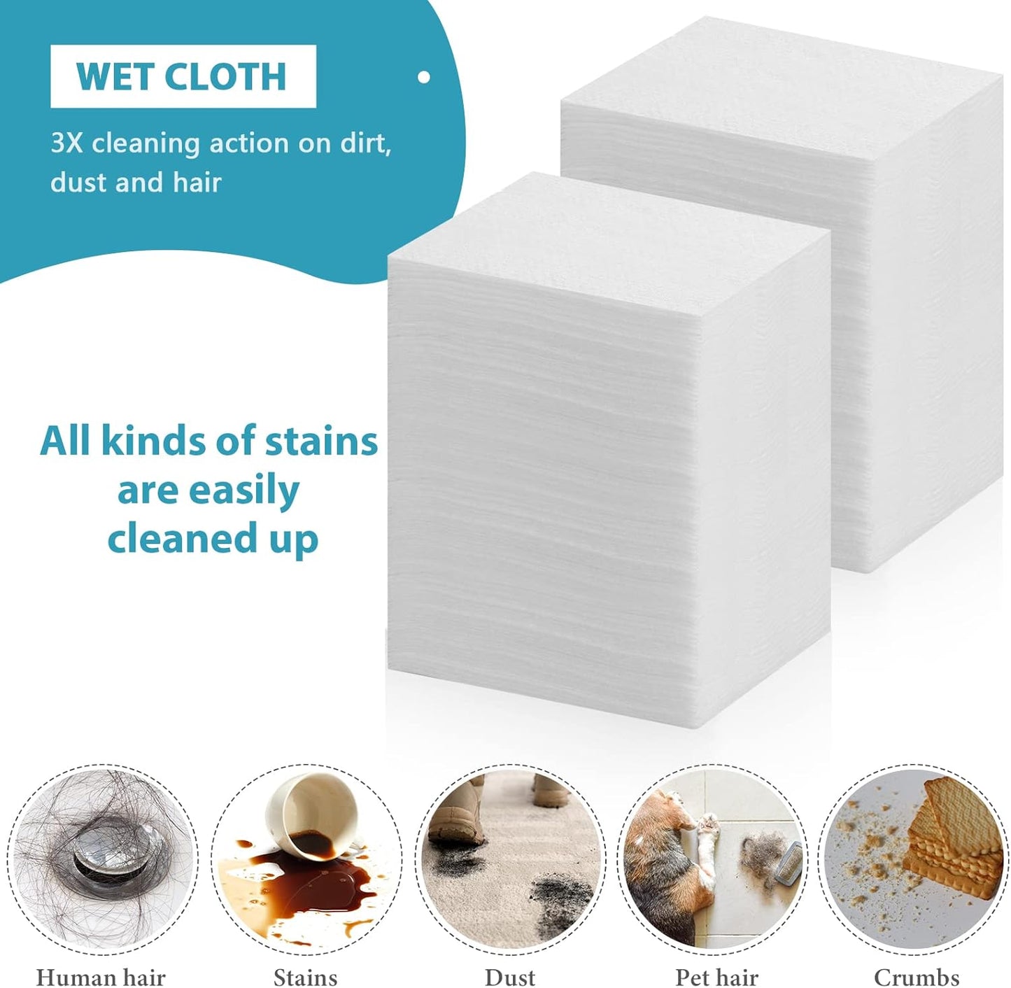 Wet Mop Pads Refills for Floor Cleaning Sweeper Wet Refills Disposable Moist Mopping Cloth Wipes for Wood Hardwood Tile(240 Pcs)