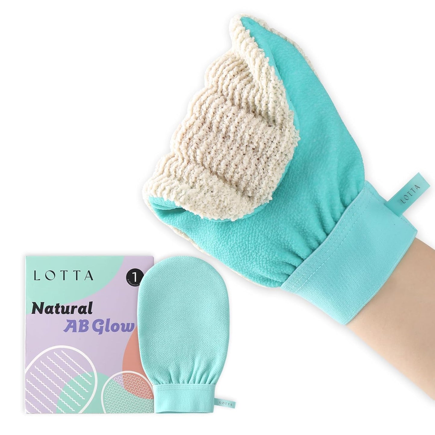 LOTTA Dual-Sided Exfoliating Gloves - Natural Viscose & Sisal for Deep Body Scrub & Massage - Gentle for Sensitive Skin - Replaces Loofah (Green-Soft)