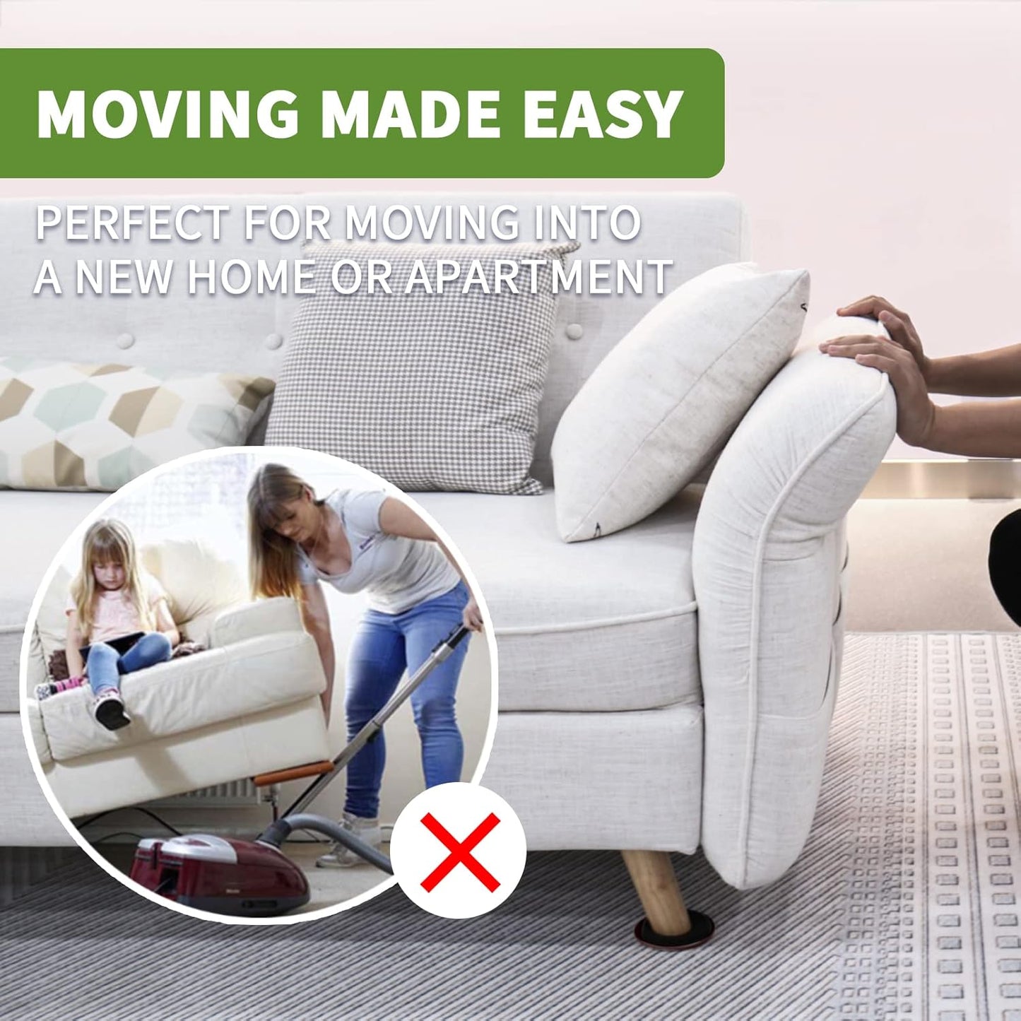 Furniture Sliders for Carpet 16 PCS - 3 1/2 inch Sliders for Moving Furniture – Appliance Slider for for Carpet Brown