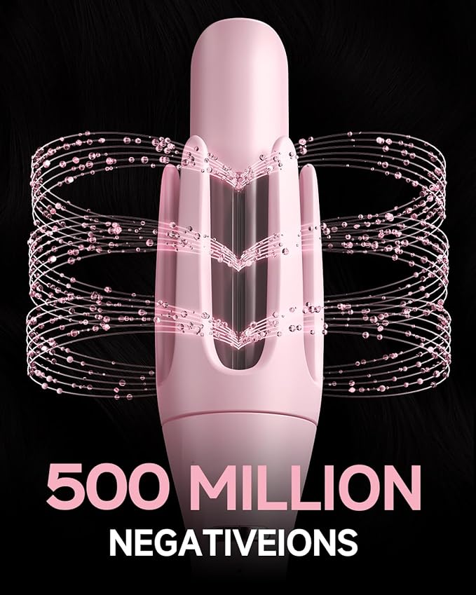 3 in 1 Automatic Curling Iron, Hair Curlers with 3 Curling Barrels (1" - 1.25" - 1.5"), Rotating Curling Iron with 3 Temp, 2-Way Rotation, 10S Fast Heating, Anti-Scald, Dual Voltage, Pink