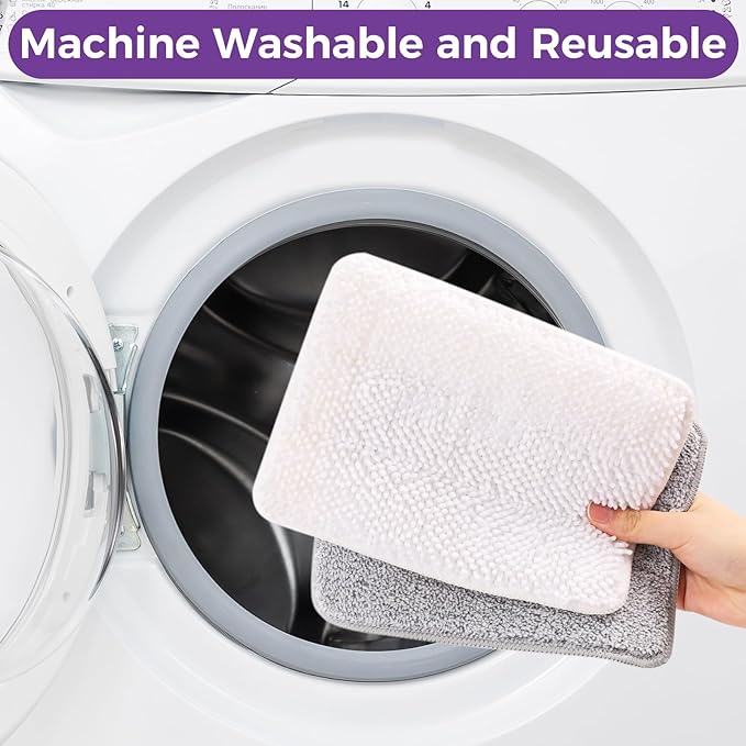 4 Mop Pads Refill for wlich Baseboard Cleaner(2 Chenille Pads+2 Microfiber Pads),Baseboard Cleaner Pad Refills for Ceiling, Wall, Floor and Baseboard Cleaning