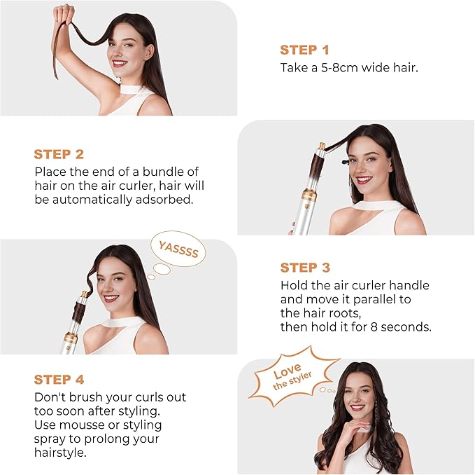 Hair Dryer Brush,6 in 1 Professional Hot Air Styler,Powerful Air Curling Wrap Styler,Negative Ionic Hair Dryer Fast Drying, Multi Hair Stylerfor Curling Volumizing Straightening Styling