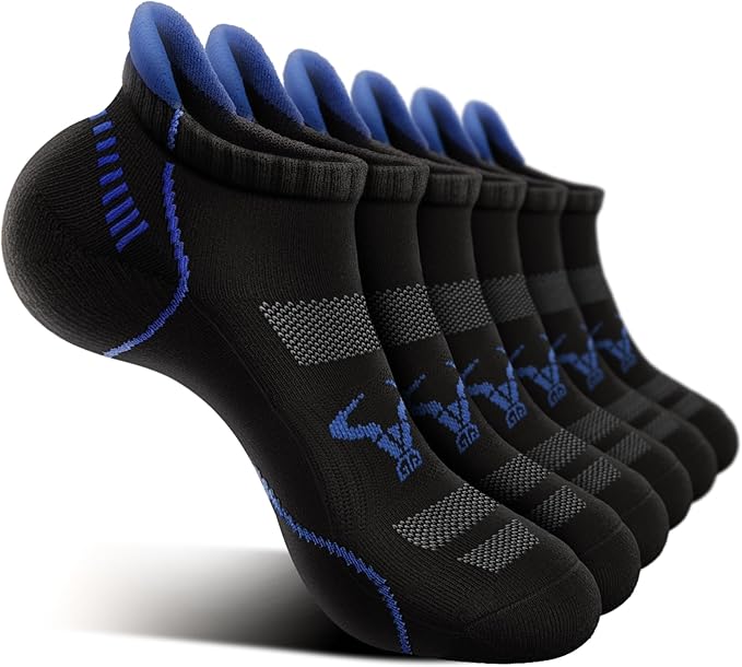 BULLIANT Men Running Socks 6Pairs-Ankle Athletic Socks Wicking Cushioned for Men Walking-Arch Compression Support